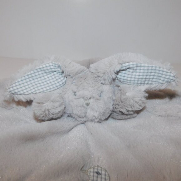 Gingerlilly Gray Plush Bunny Rabbit Gingham Duck Security Blanket Baby lovey - Picture 4 of 7